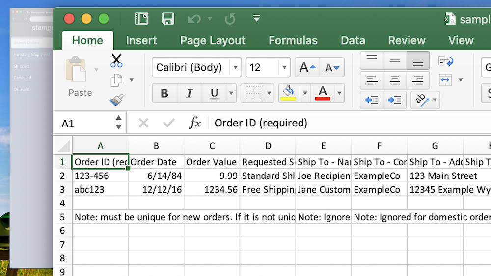 Import Orders from a CSV or TXT File Stamps