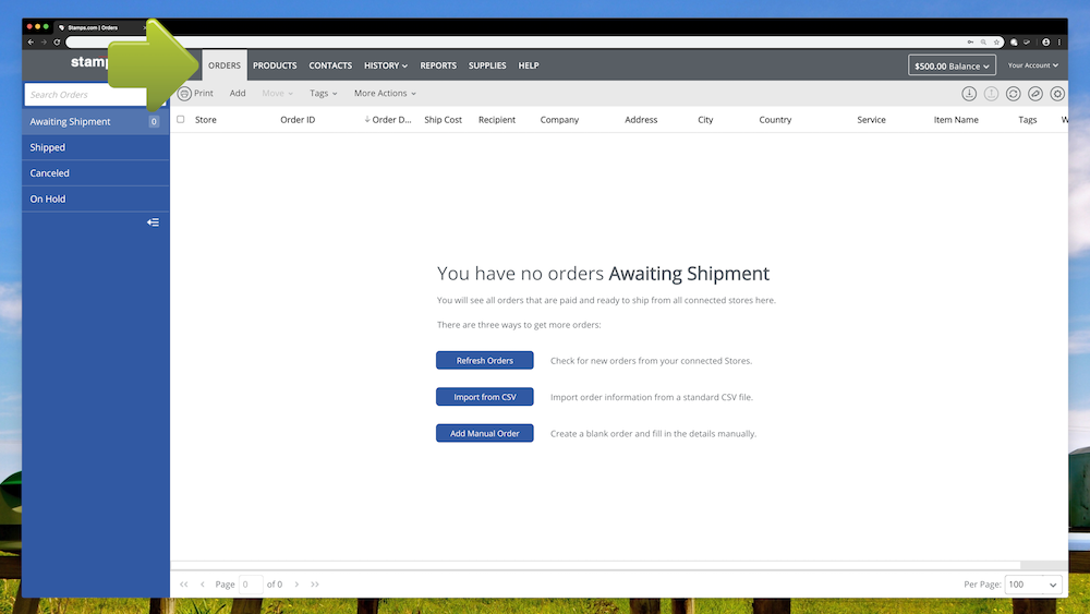 Import Orders from a CSV or TXT File Stamps