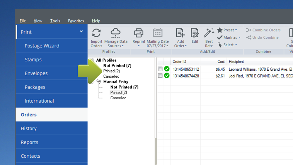 Reprint an Shipping Label Stamps