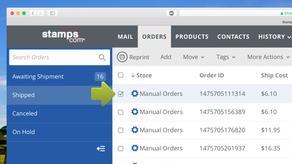 Reprint an Shipping Label Stamps