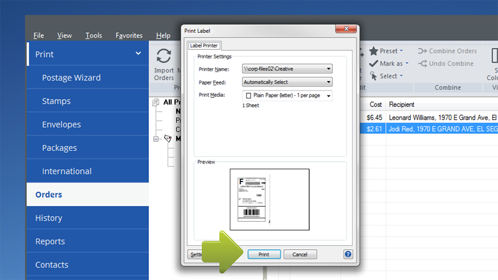 Reprint an Shipping Label Stamps