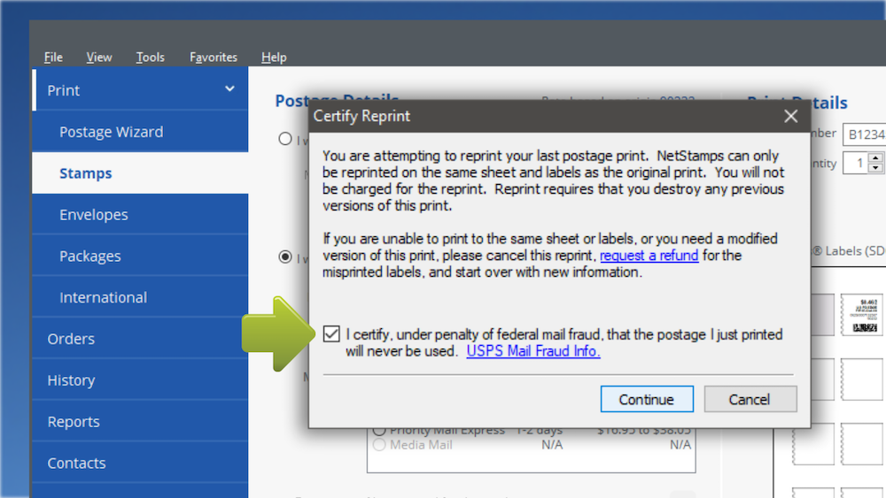 Reprint Shipping Labels Stamps