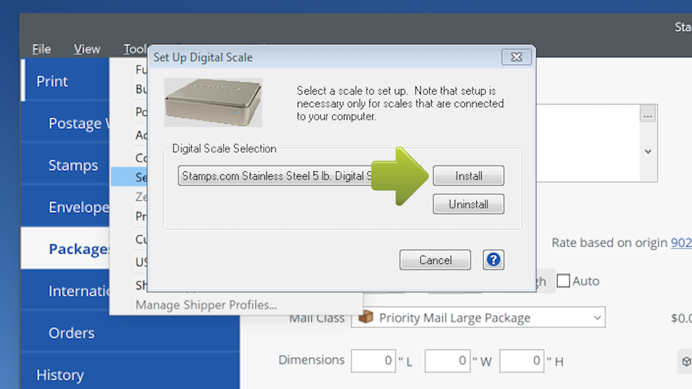 Connect & Use a USB Postal Scale Stamps