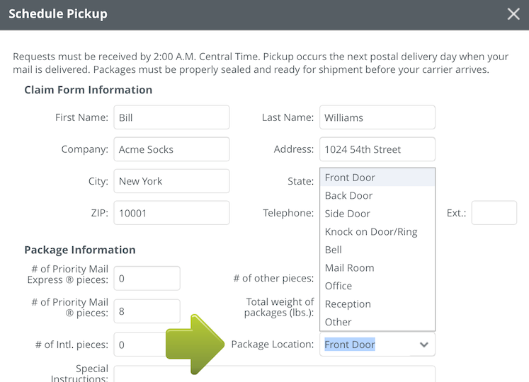 Schedule a Pickup Stamps