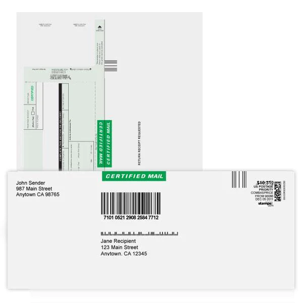 Certified Mail Labels & Envelopes Stamps