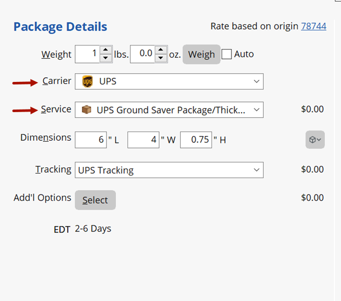 UPS Ground Saver in Stamps