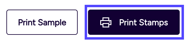 Box highlights the Print Stamps button.