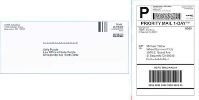 Sample Promo Stamps Envelope and Shipping Label