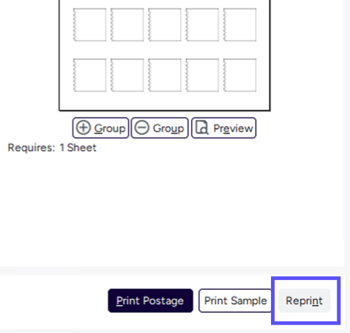 Arrow points to the Reprint button