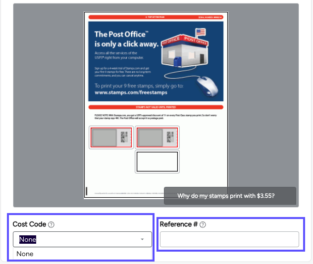 Preview & Position: Boxes on Cost Codee & Serial Number fields