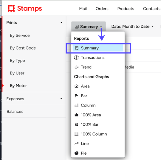 REPORTS. Summary Dropdown. Report-Type Summary shown