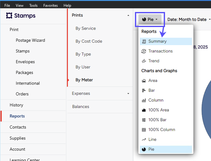 REPORTS. Report-Type Dropdown. Report-Type Summary shown