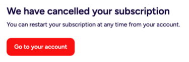 Cancellation confirmation screen
