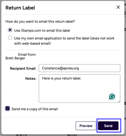 A box highlights the Send button